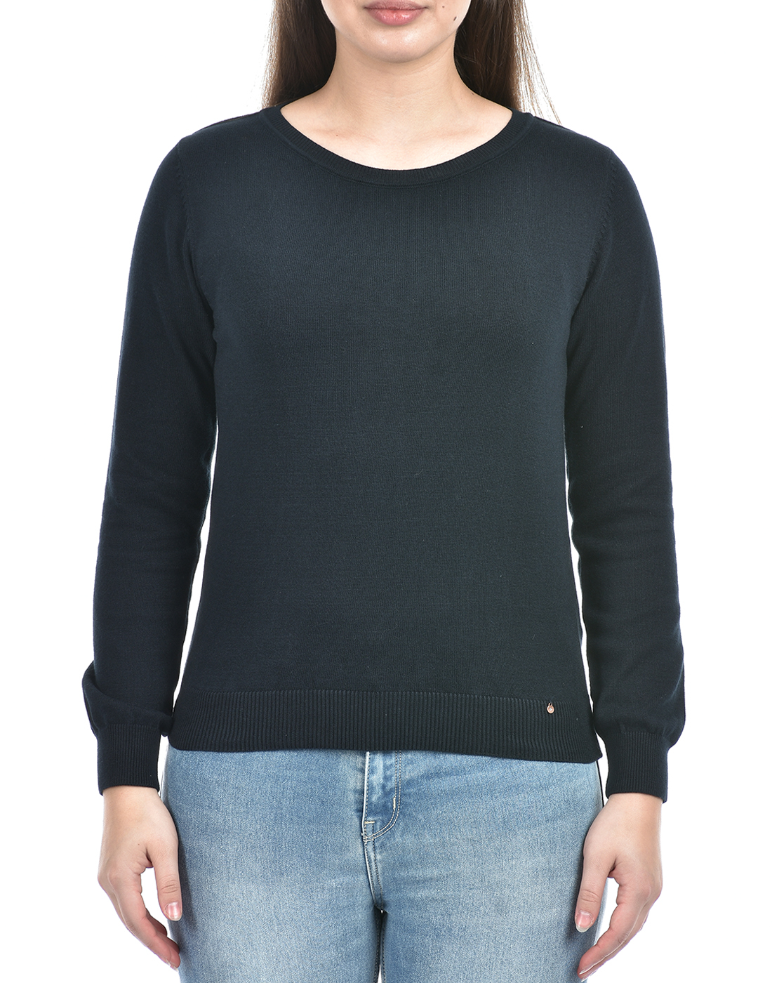 Numero Uno Women Solid Navy Sweater